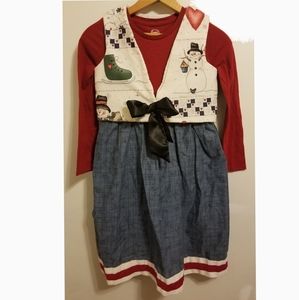 ^Homemade holiday blue rust dress w vest 7/8